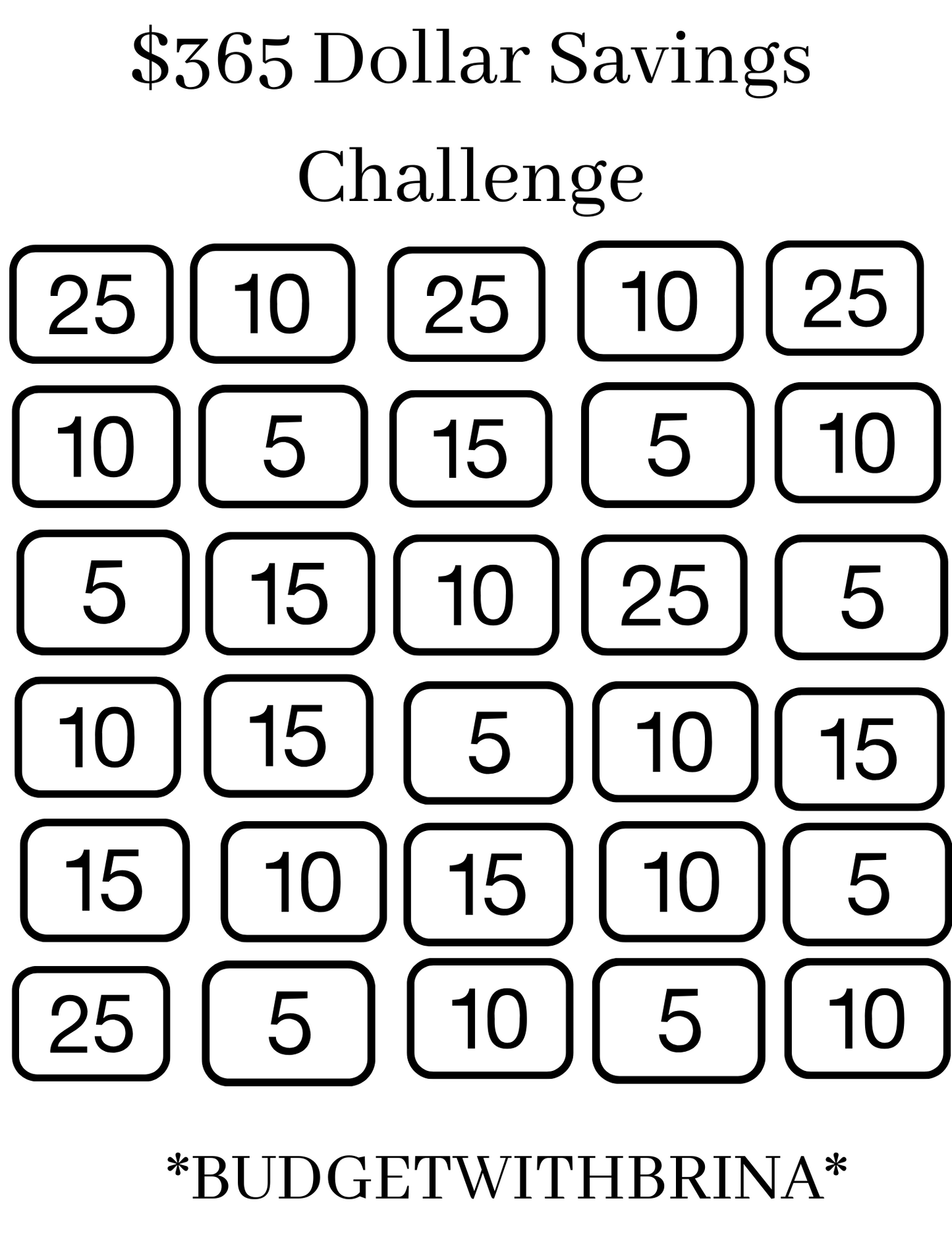 365 Dollar Savings Challenge