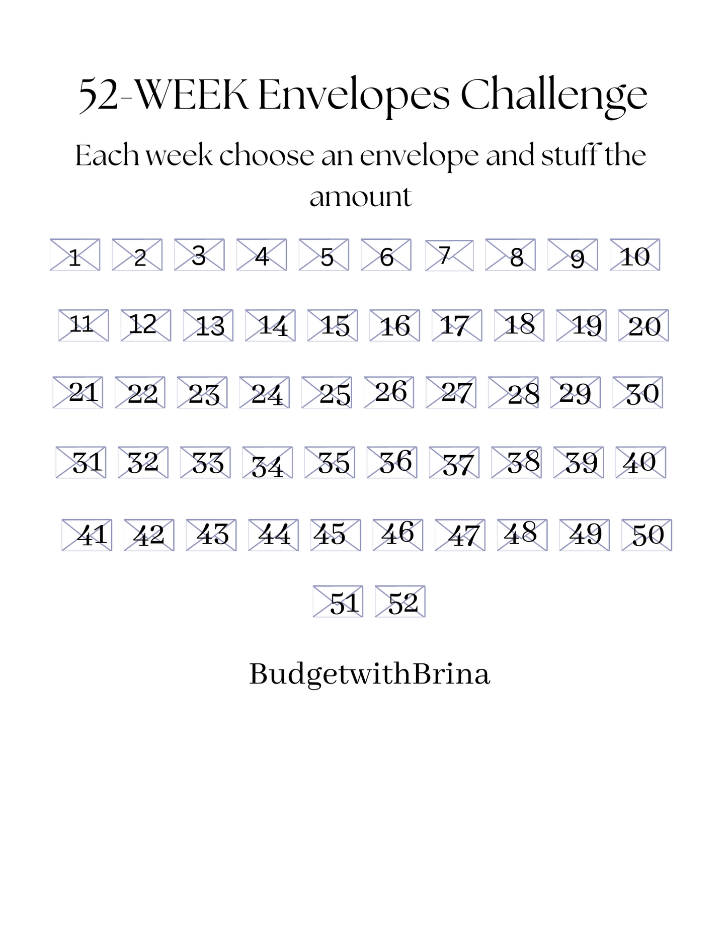 52 Weeks Envelope Challenge with tracker, Savings Challenge, Cash envelope Challenge, 52 Week Challenge Box with tracker