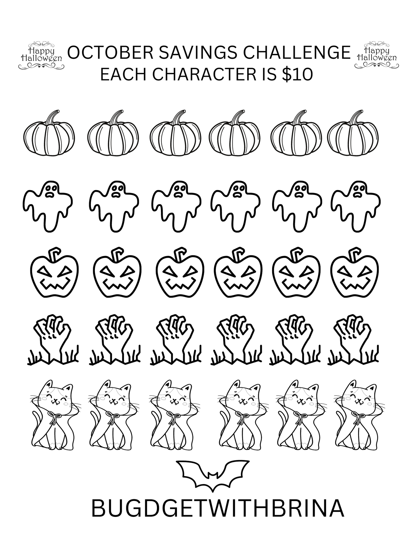 Halloween Savings Challenge, Savings Challenge, Holiday Savings