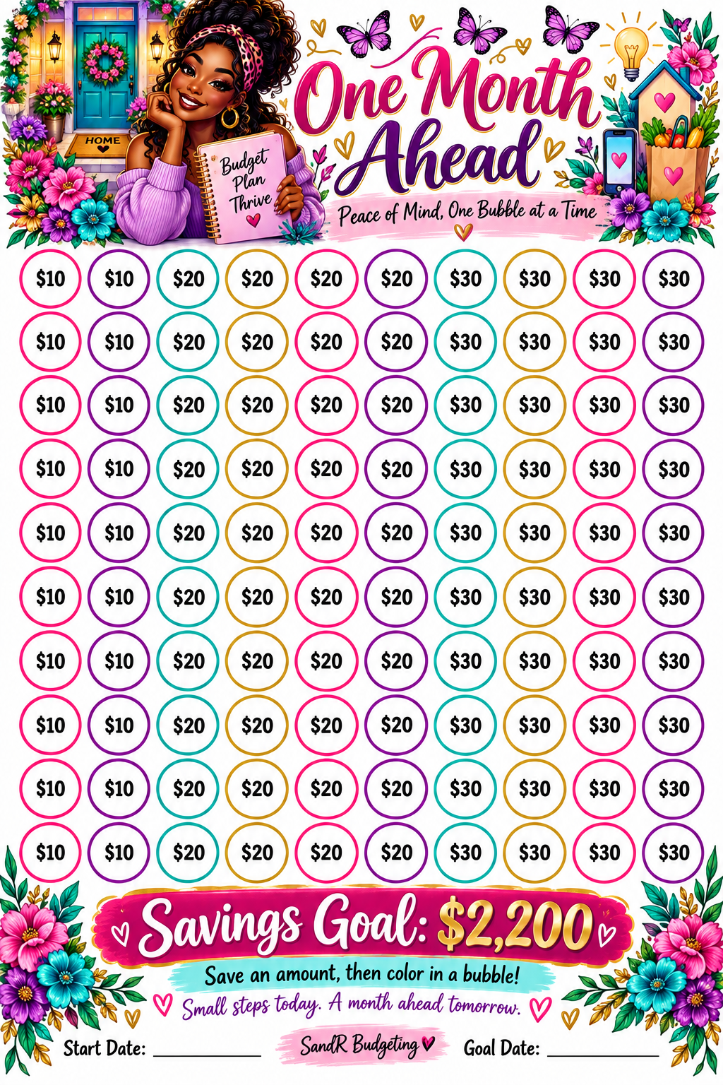 One Month Ahead — $2,200 Savings Challenge