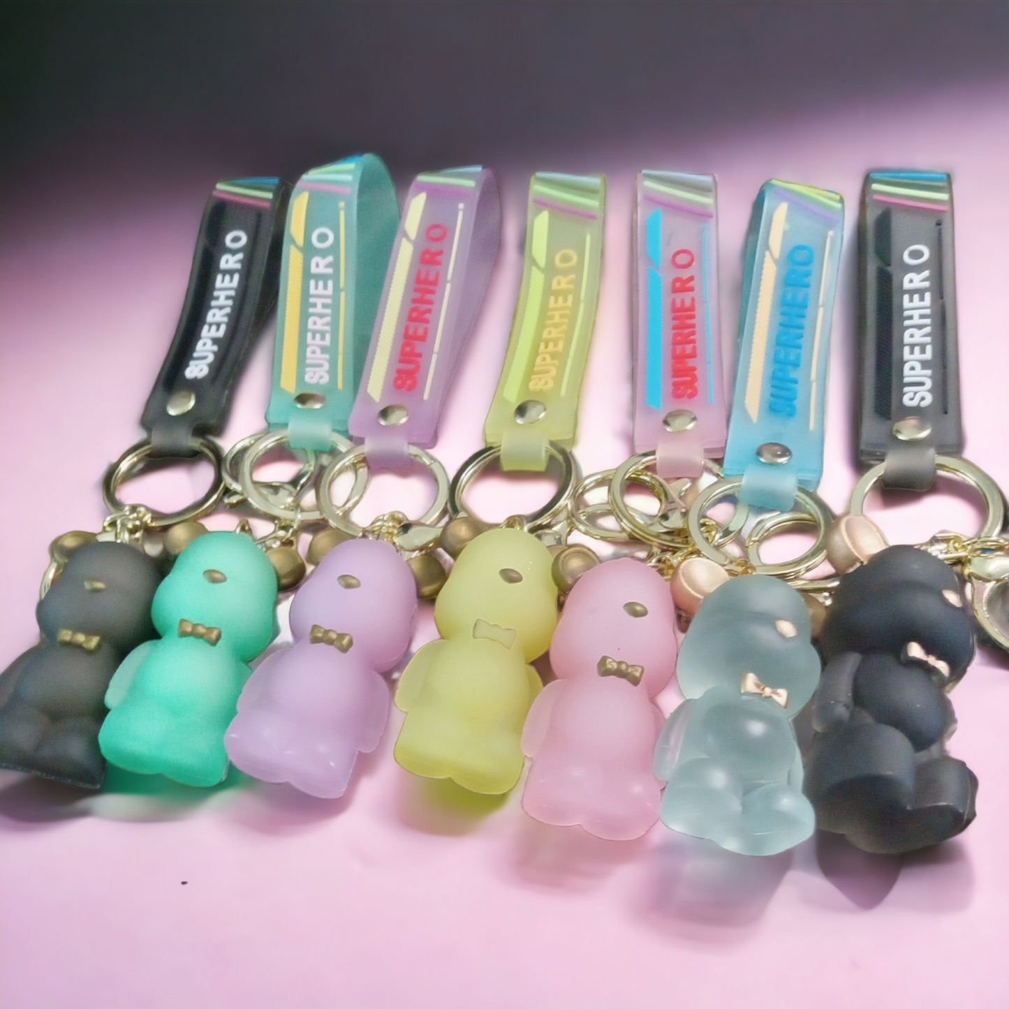 Super Hero Teddy Bear Keychain-Cute Teddy Bear Keychain-Car keychain-Bear Keychain-Resin Teddy Bear Keyring-Teddy Bear Keyring-Bow Tie teddy