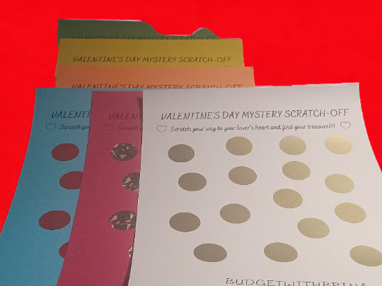 Valentine's Mystery Scratch-Off, Valentine's Day, Gifts for her, Gifts for him, Savings Challenge, Scratch-Off Challenge, Happy Valentine's