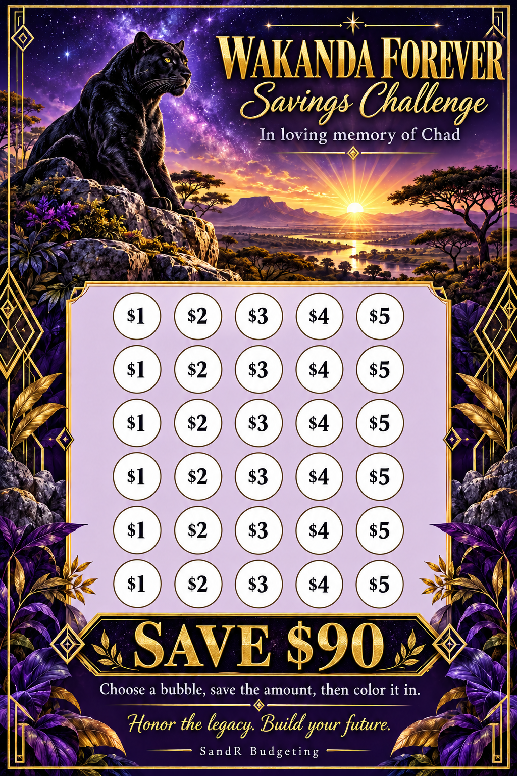 Wakanda Forever Savings Challenge — Save $90
