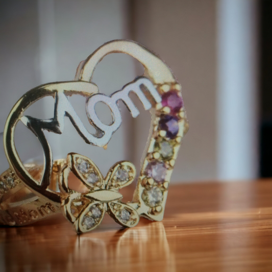 Gold Mom's Ring With Pink Diamonds