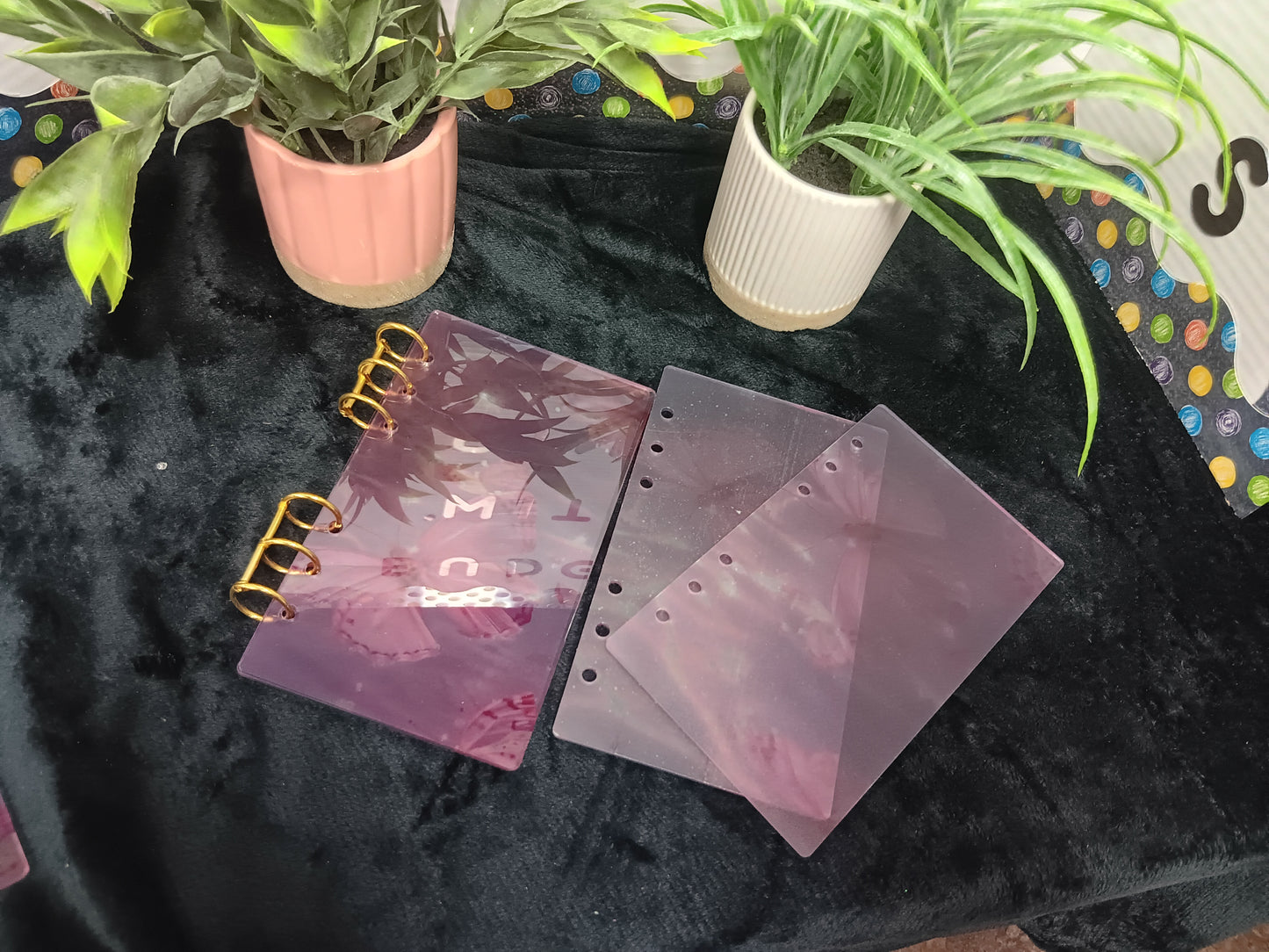 A6 Burgundy Acrylic Butterfly Binder