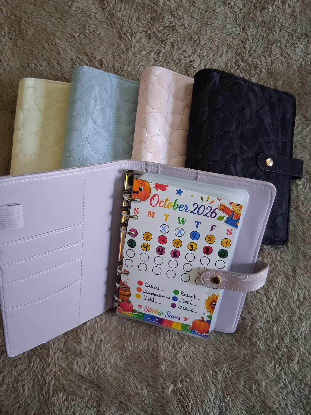 Velvety Finish Budget Binder: Cash Stuffing Organizer with Snap-Button Strap