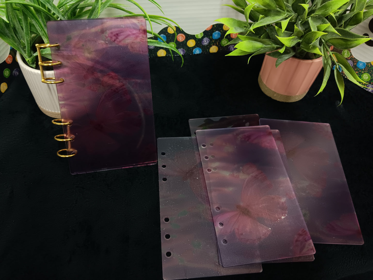 A6 Burgundy Acrylic Butterfly Binder